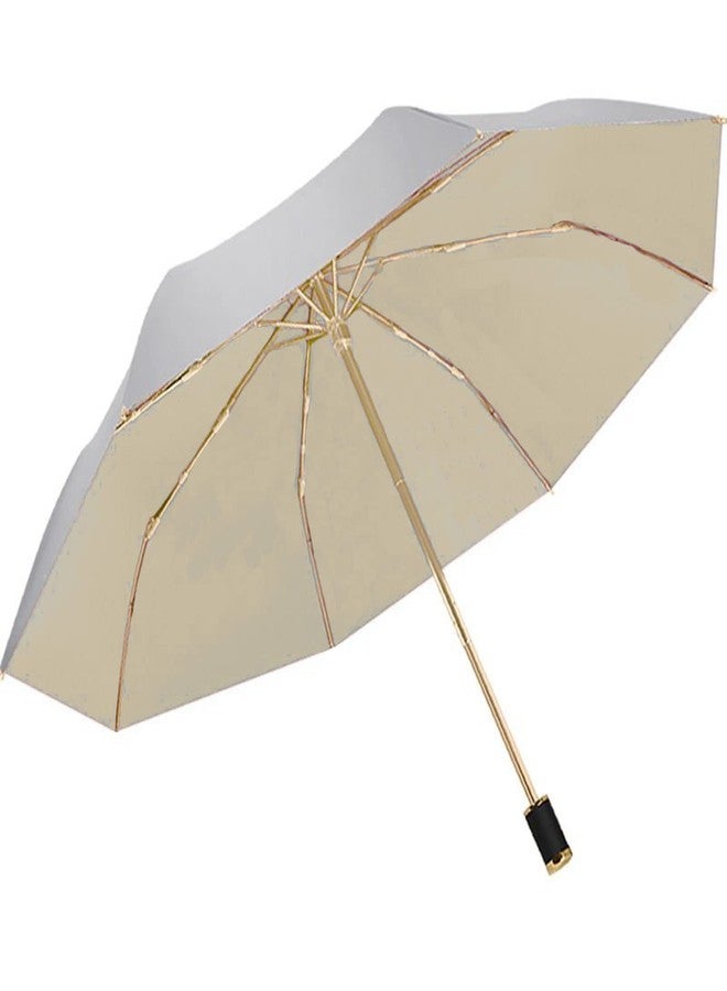Meichoon Travel UPF 50+ UV Protection Reverse Umbrella Portable 8 Ribs Reflective Silver Double Layer Cover Parasol Outdoor Block Sun & Rain for Hiking Backpacking - Image 1
